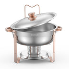 Chafing Dish Buffet Set, 5 Qt 4 Pack, Stainless Steel Chafer with 4 Full Size Pans, Rose Gold