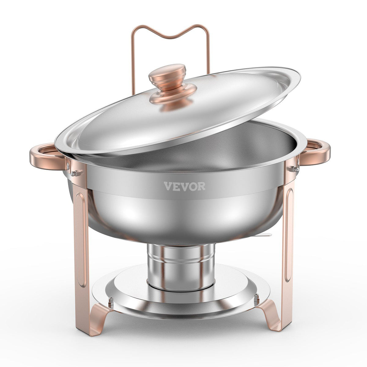 Chafing Dish Buffet Set, 5 Qt 4 Pack, Stainless Steel Chafer with 4 Full Size Pans, Rose Gold - Flavour Fushion Cooking Shop