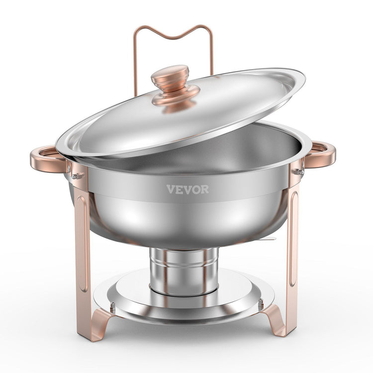 Chafing Dish Buffet Set, 5 Qt 4 Pack, Stainless Steel Chafer with 4 Full Size Pans, Rose Gold - Flavour Fushion Cooking Shop