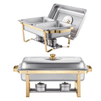 Chafing Dish Buffet Set, 4 Qt 2 Pack, Stainless Steel Chafer with 4 Half Size Pans,