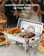 Chafing Dish Buffet Set, 4 Qt 2 Pack, Stainless Steel Chafer with 4 Half Size Pans,
