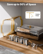 Chafing Dish Buffet Set, 4 Qt 2 Pack, Stainless Steel Chafer with 4 Half Size Pans,