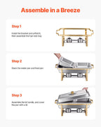 Chafing Dish Buffet Set, 4 Qt 2 Pack, Stainless Steel Chafer with 4 Half Size Pans,
