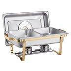 Chafing Dish Buffet Set, 4 Qt 2 Pack, Stainless Steel Chafer with 4 Half Size Pans,