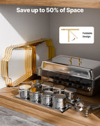 Chafing Dish Buffet Set, 8 Qt 4 Pack, Stainless Steel Chafer with 2 Full Size and 4 Half Size Pans, Gold