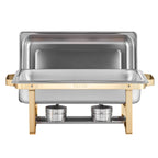 Chafing Dish Buffet Set, 8 Qt 4 Pack, Stainless Steel Chafer with 2 Full Size and 4 Half Size Pans, Gold