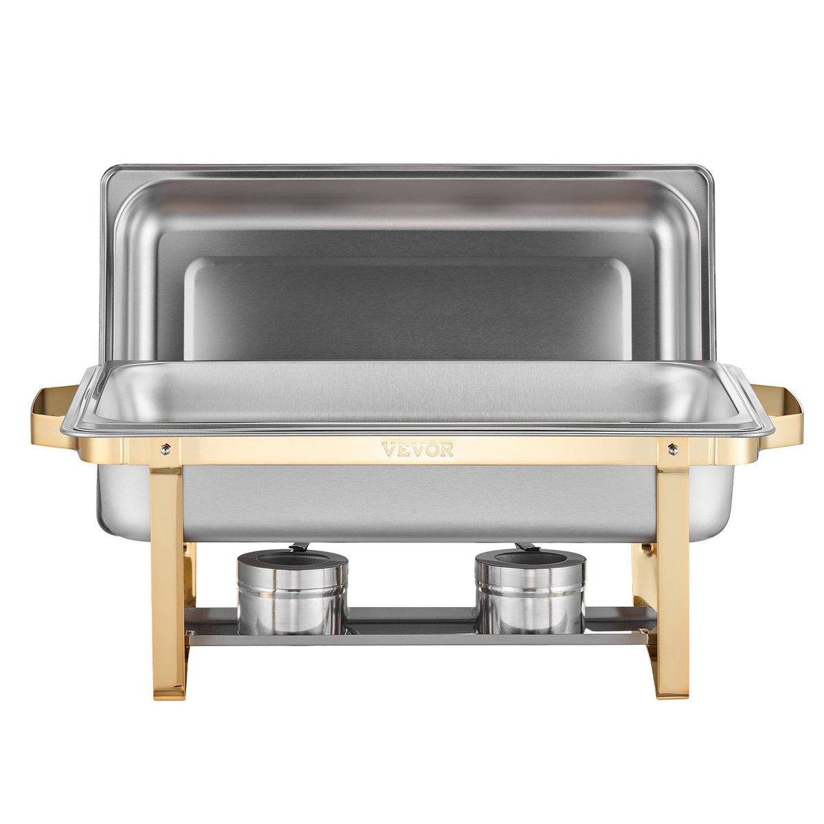 Chafing Dish Buffet Set, 8 Qt 4 Pack, Stainless Steel Chafer with 2 Full Size and 4 Half Size Pans, Gold - Flavour Fushion Cooking Shop
