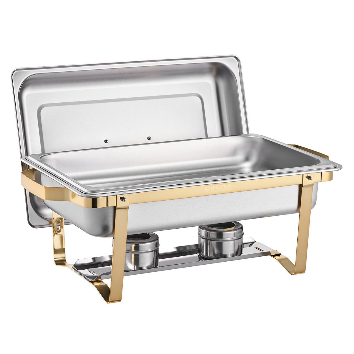 Chafing Dish Buffet Set, 8 Qt 4 Pack, Stainless Steel Chafer with 2 Full Size and 4 Half Size Pans, Gold - Flavour Fushion Cooking Shop