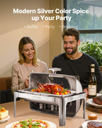 Roll Top Chafing Dish Buffet Complete Set, 9 Qt 1 Pack Stainless Steel Chafer
