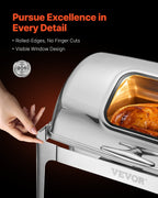 Roll Top Chafing Dish Buffet Complete Set, 9 Qt 1 Pack Stainless Steel Chafer