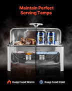 Roll Top Chafing Dish Buffet Complete Set, 9 Qt 1 Pack Stainless Steel Chafer