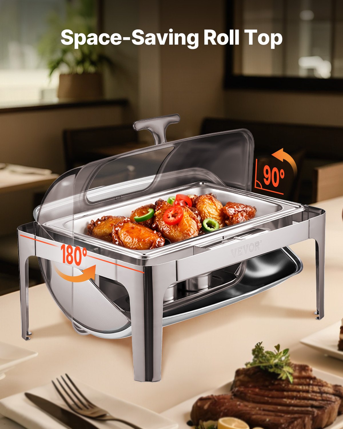 Roll Top Chafing Dish Buffet Complete Set, 9 Qt 1 Pack Stainless Steel Chafer - Flavour Fushion Cooking Shop