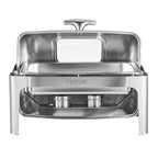 Roll Top Chafing Dish Buffet Complete Set, 9 Qt 1 Pack Stainless Steel Chafer