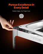 Roll Top Chafing Dish Buffet Complete Set, 9Qt Stainless Steel Chafer with Full Size Pan