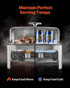 Roll Top Chafing Dish Buffet Complete Set, 9Qt Stainless Steel Chafer with Full Size Pan