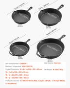 Cast Iron Skillet, 4 Pcs Frying Pan Set (155, 205, 260, 305 mm), Skillet
