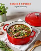 Enameled Cast Iron Dutch Oven 5.7L – Red