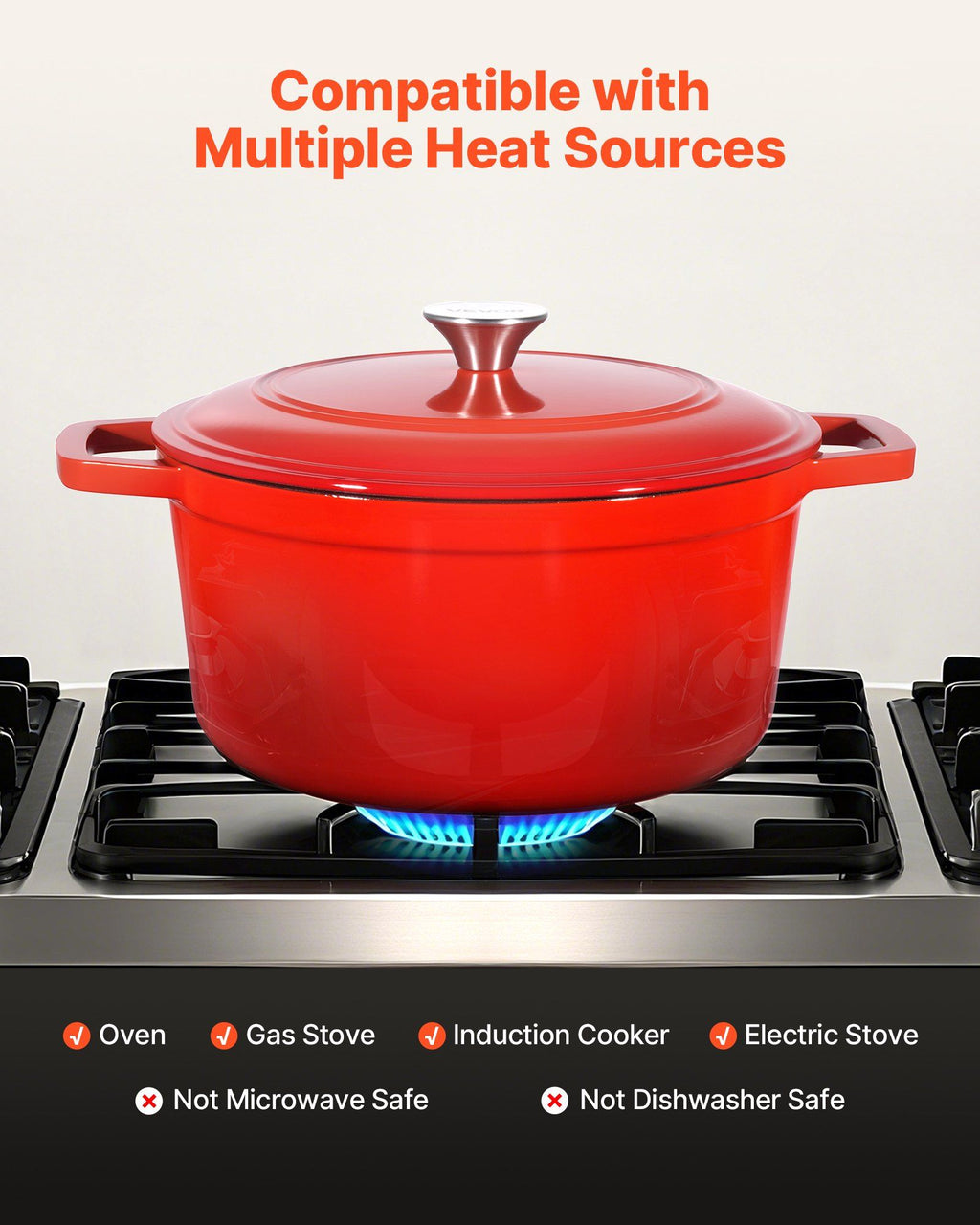 Enameled Cast Iron Dutch Oven 5.7L – Red