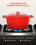 Enameled Cast Iron Dutch Oven 5.7L – Red