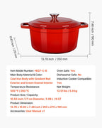 Enameled Cast Iron Dutch Oven 5.7L – Red