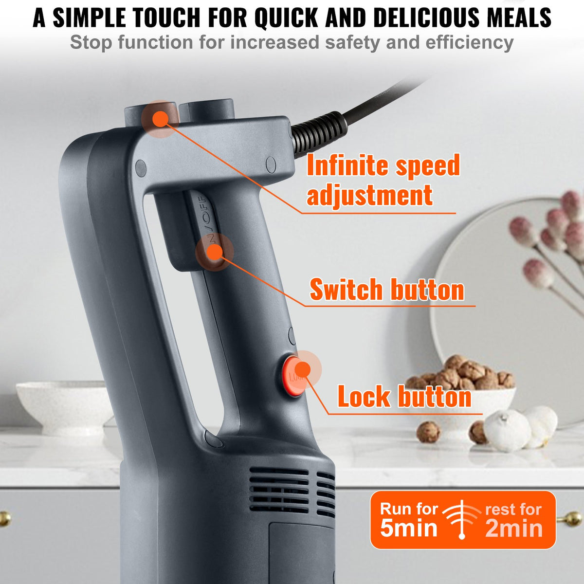 Commercial Immersion Blender Heavy Duty Hand Mixer 750W Variable Speed - Flavour Fushion Cooking Shop