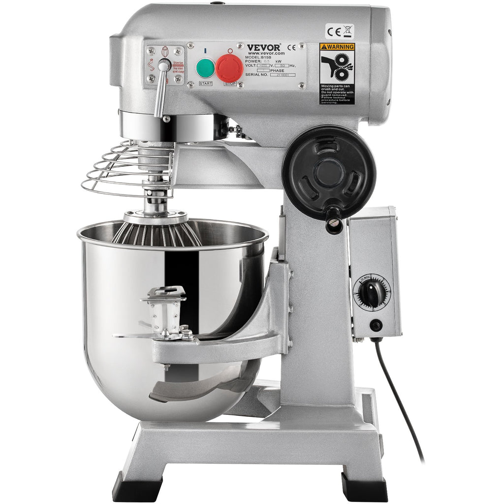 Professional Kitchen Mixer, 10Qt Capacity with Timer, 450W Stainless Steel Bowl Durable Electric Mixer for Commercial Use, 3 Speed Options 113/184/341 RPM, Includes Dough Hook & Whisk