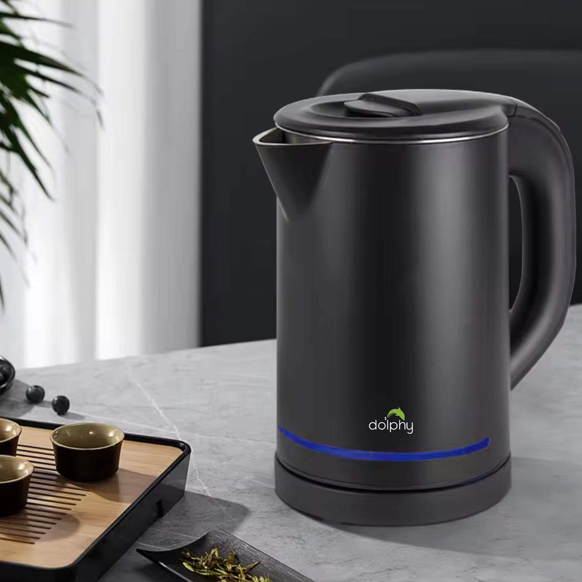 0.8L Electric Kettle Matt Black With Light Design