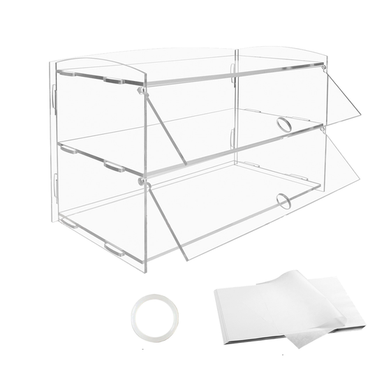 Alston 2-Tier Bakery Display Case Cabinet Pastry Acrylic Cupcake Donuts Cake Pastry Clear Display Cabinet Shelf Transparent Showcase 225x485x330mm - Flavour Fushion Cooking Shop