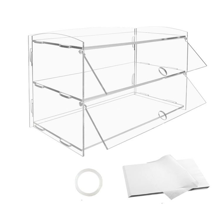 Alston 2-Tier Bakery Display Case Cabinet Pastry Acrylic Cupcake Donuts Cake Pastry Clear Display Cabinet Shelf Transparent Showcase 225x485x330mm - Flavour Fushion Cooking Shop