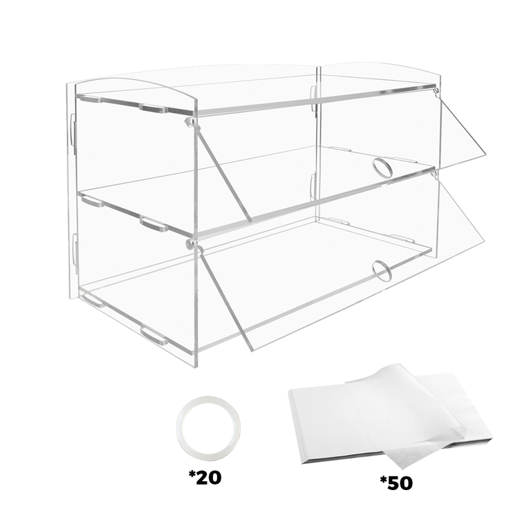 Alston 2-Tier Bakery Display Case Cabinet Pastry Acrylic Cupcake Donuts Cake Pastry Clear Display Cabinet Shelf Transparent Showcase 225x485x330mm - Flavour Fushion Cooking Shop