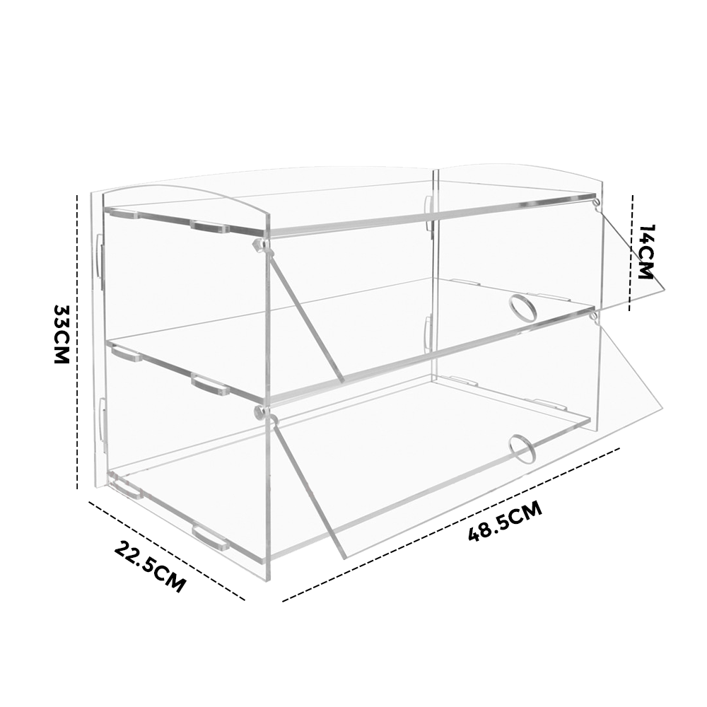 Alston 2-Tier Bakery Display Case Cabinet Pastry Acrylic Cupcake Donuts Cake Pastry Clear Display Cabinet Shelf Transparent Showcase 225x485x330mm - Flavour Fushion Cooking Shop