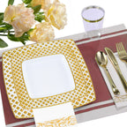 Elegant Gold-Trim Disposable Tableware Set - 175pcs Event Ready