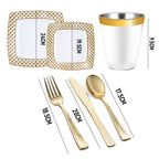 Elegant Gold-Trim Disposable Tableware Set - 175pcs Event Ready