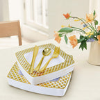 Elegant Gold-Trim Disposable Tableware Set - 175pcs Event Ready