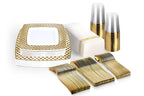 Elegant Gold-Trim Disposable Tableware Set - 175pcs Event Ready