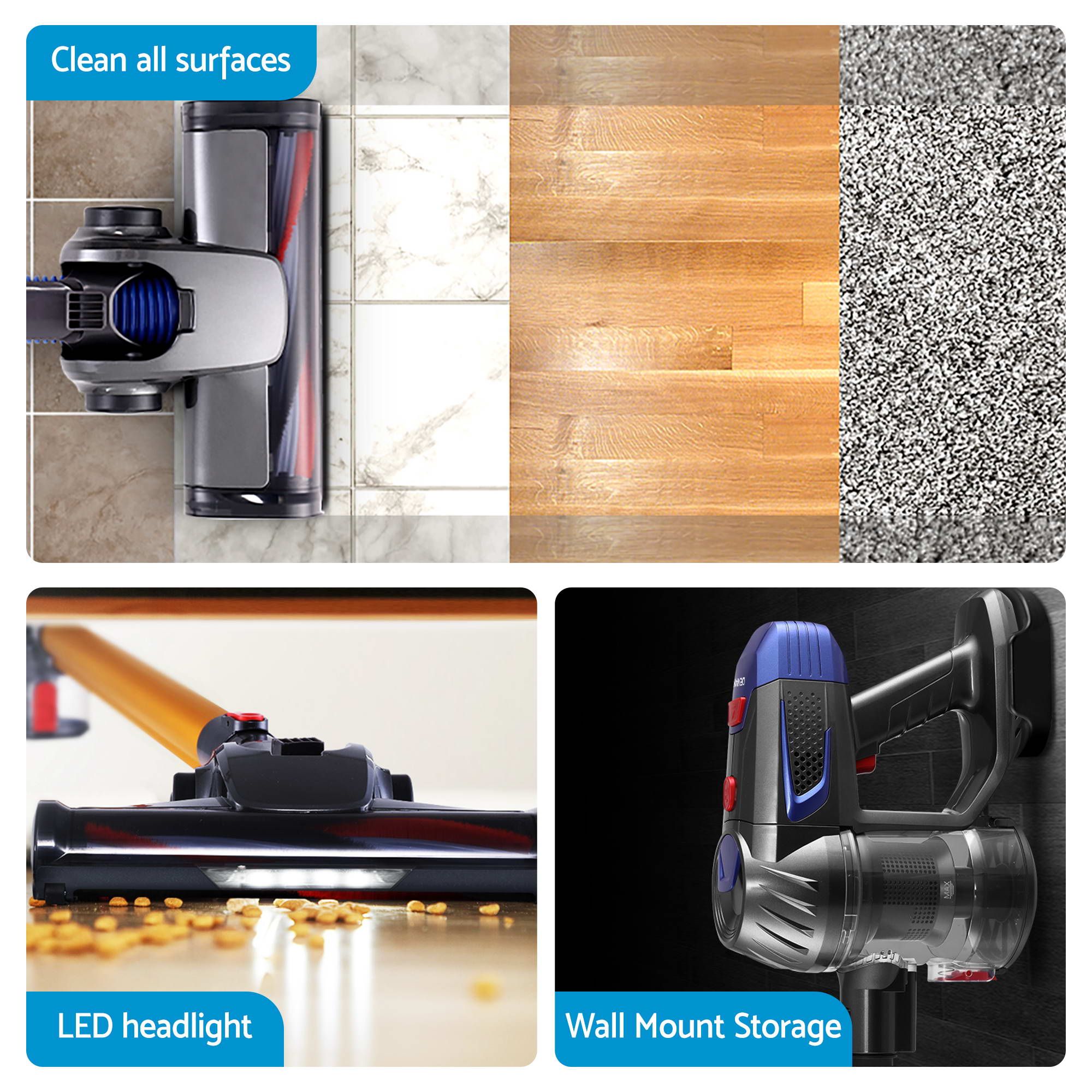 Devanti K7 Cordless Stick Vacuum & Sandwich Maker Panini Press Combo