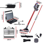 Devanti K7 Cordless Stick Vacuum & Sandwich Maker Panini Press Combo – Red