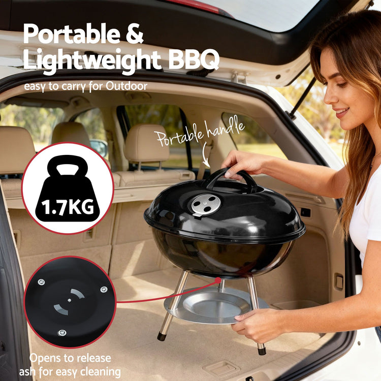 Grillz Charcoal BBQ Grill Portable with Lid for Camping Outdoor - Flavour Fushion Cooking Shop