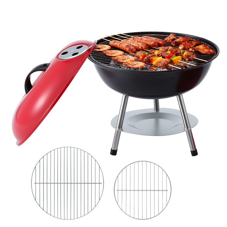 Grillz Charcoal BBQ Grill Portable with Lid for Camping Outdoor - Flavour Fushion Cooking Shop