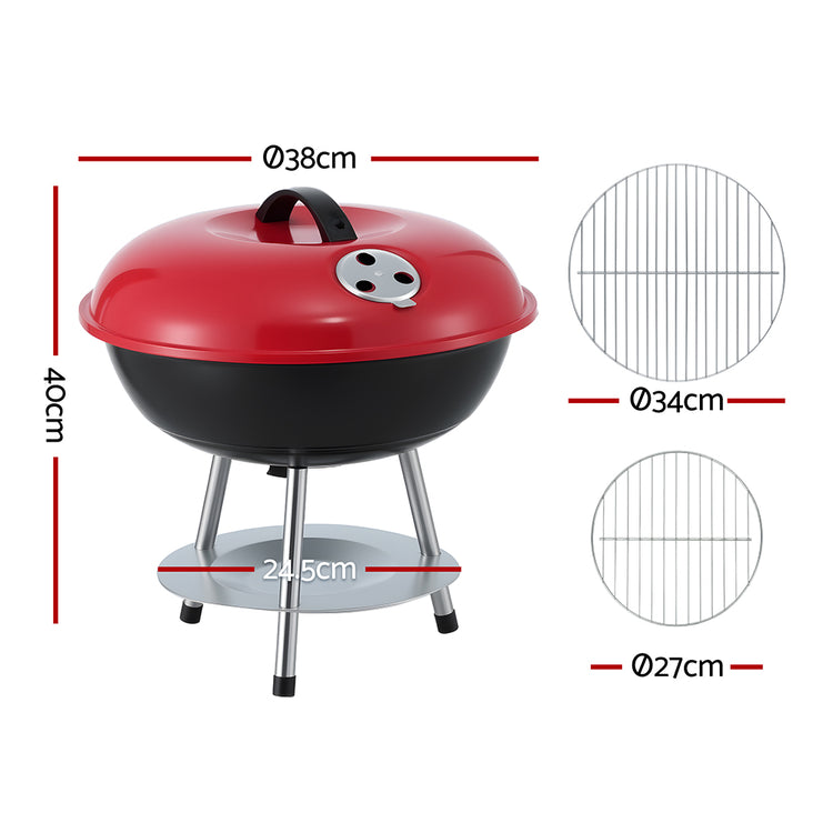 Grillz Charcoal BBQ Grill Portable with Lid for Camping Outdoor - Flavour Fushion Cooking Shop