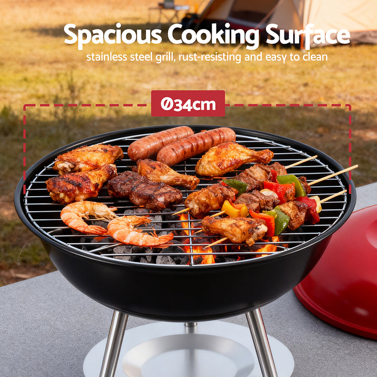 Grillz Charcoal BBQ Grill Portable with Lid for Camping Outdoor - Flavour Fushion Cooking Shop