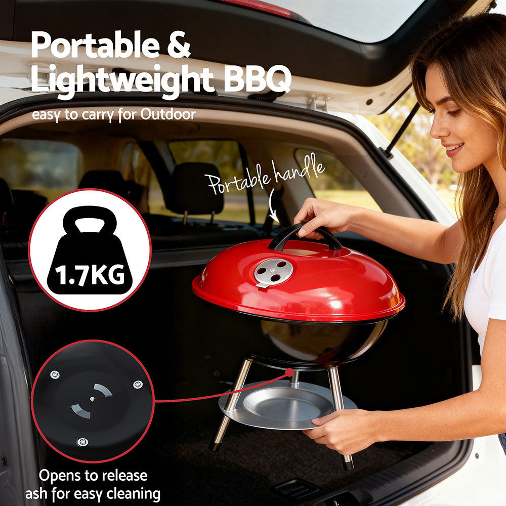 Grillz Charcoal BBQ Grill Portable with Lid for Camping Outdoor - Flavour Fushion Cooking Shop