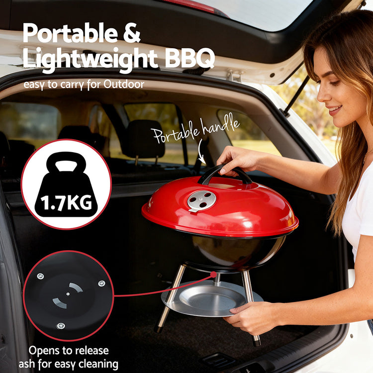 Grillz Charcoal BBQ Grill Portable with Lid for Camping Outdoor - Flavour Fushion Cooking Shop
