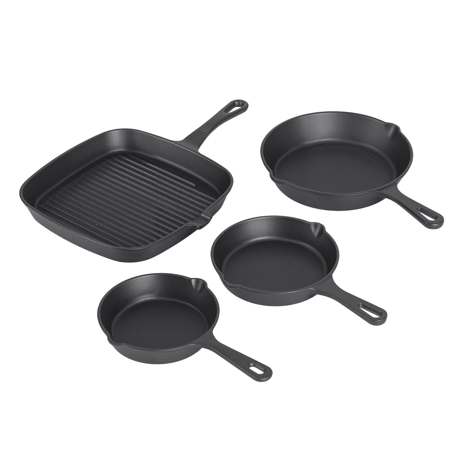 5-Star Chef Cast Iron Fry Pan Skillet Set – 4 Sizes 14-24cm - Flavour Fushion Cooking Shop
