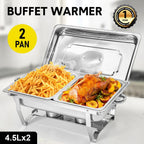 Alston 4.5LX2 Chafing Dish Set, Premium 410 Stainless Steel Buffet Warmer, Bain Marie Food Server