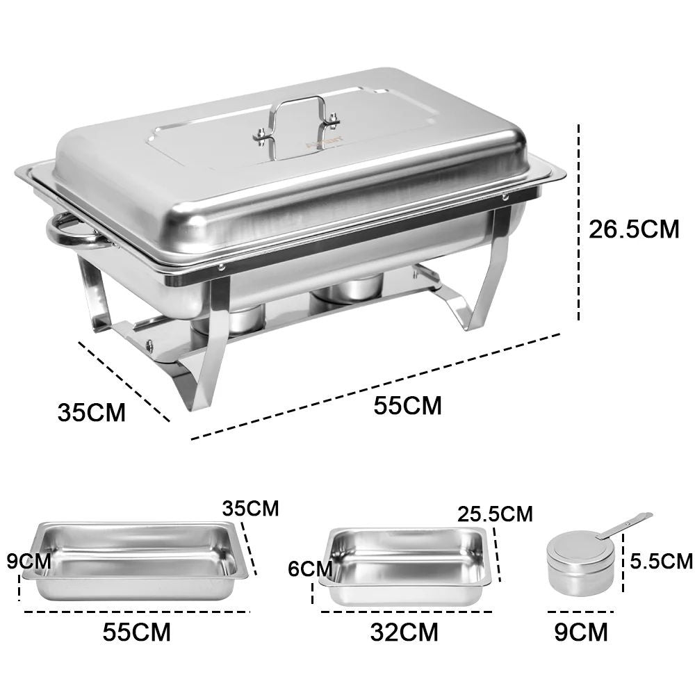 Alston 4.5LX2 Chafing Dish Set, Premium 410 Stainless Steel Buffet Warmer, Bain Marie Food Server - Flavour Fushion Cooking Shop