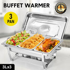 Alston 3LX3 Chafing Dish Set, Premium 410 Stainless Steel Buffet Warmer, Bain Marie Food Server