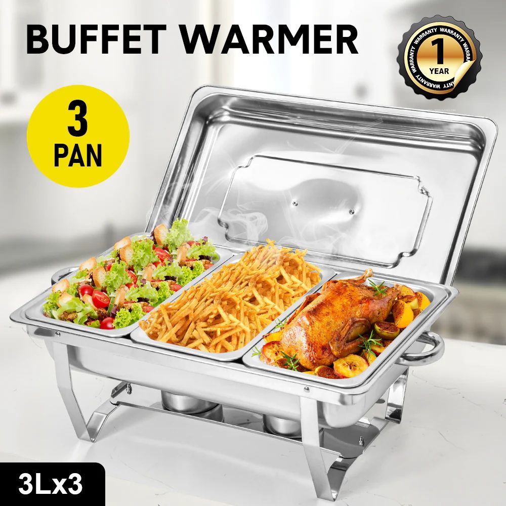 Alston 3LX3 Chafing Dish Set, Premium 410 Stainless Steel Buffet Warmer, Bain Marie Food Server - Flavour Fushion Cooking Shop