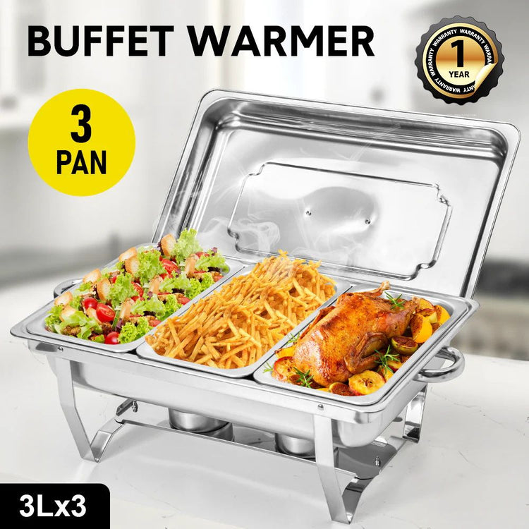 Alston 3LX3 Chafing Dish Set, Premium 410 Stainless Steel Buffet Warmer, Bain Marie Food Server - Flavour Fushion Cooking Shop
