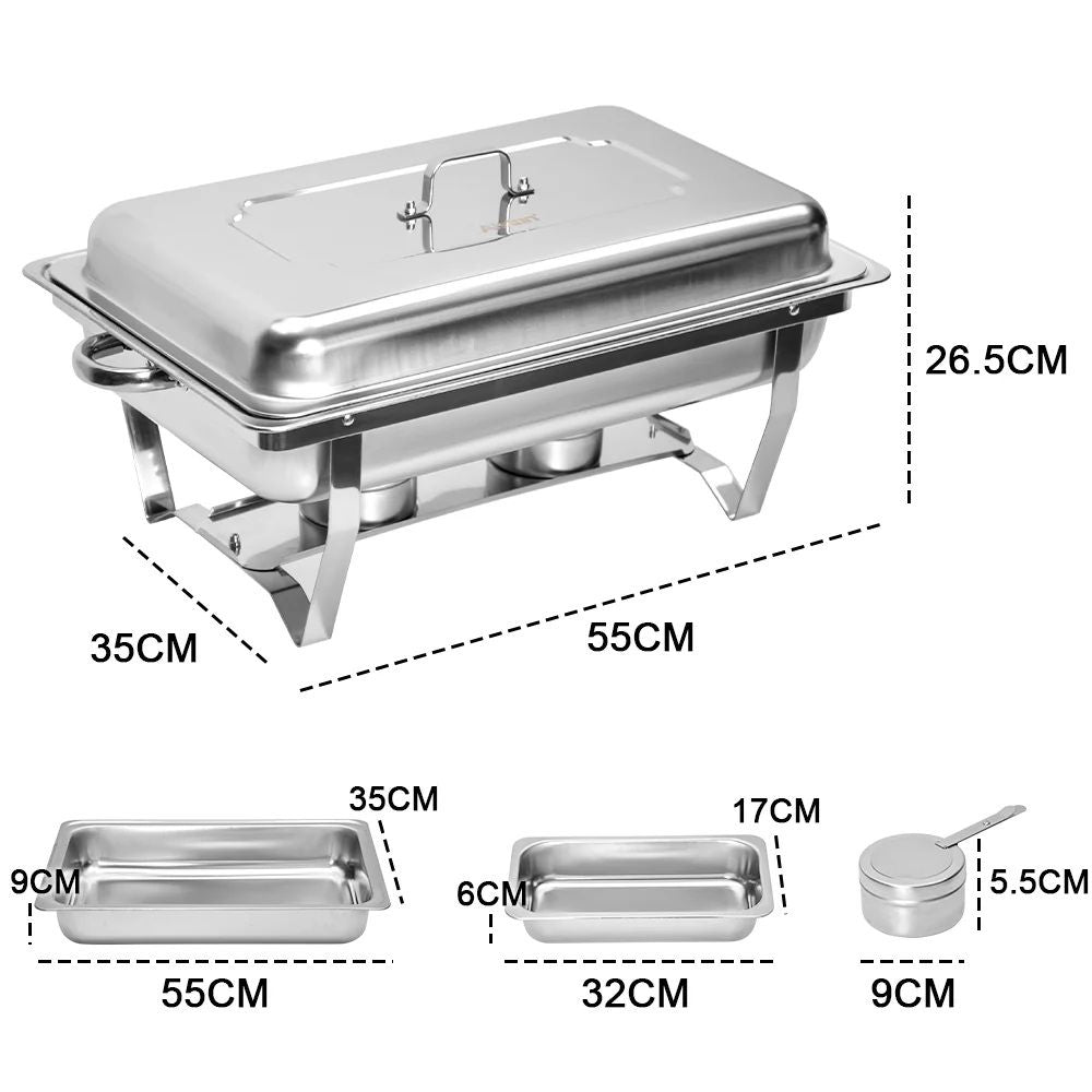 Alston 3LX3 Chafing Dish Set, Premium 410 Stainless Steel Buffet Warmer, Bain Marie Food Server - Flavour Fushion Cooking Shop